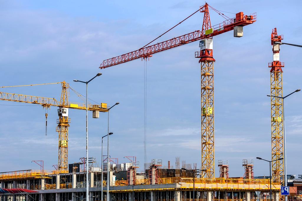 Construction cranes over residential housing development in Limerick